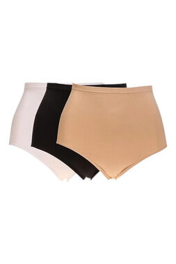 Rhonda Shear Women's 3-pack Seamless Natural Waist Panty Blk/Wht/Beige - Regular